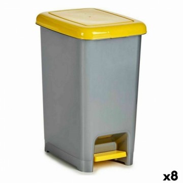 Bigbuy Home Atkārtoti Pārstrādājamo Atkritumu Tvertne Ar pedāli Dzeltens Plastmasa (8 gb.)