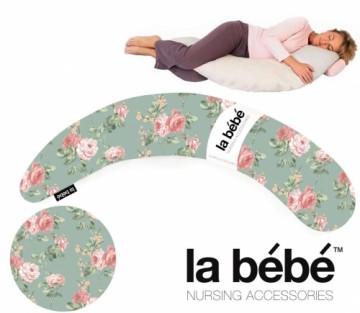La Bebe™ Moon Maternity Pillow Art.11518 Roses Green Подушка-подковка для беременных с наполнителем из полистерола, 195 cm купить по выгодной цене в BabyStore.lv