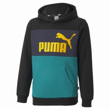 Bērnu Sporta Krekls ar Kapuci Puma  Essentials+ Colourblock Youth  Melns