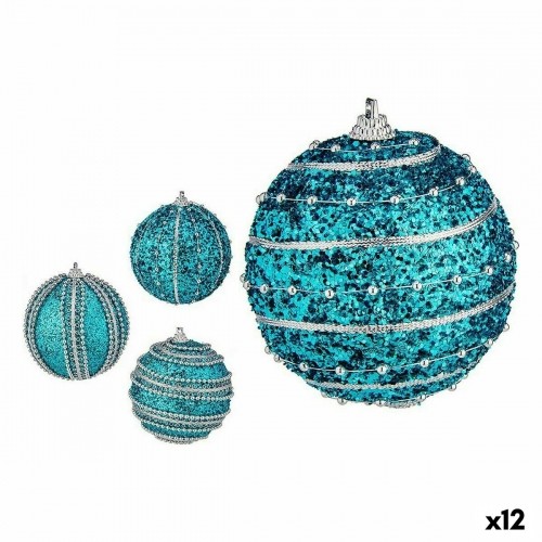 Krist+ Набор новогодних шаров С облегчением Ø 8 cm Синий PVC (12 штук) image 1