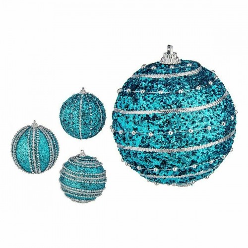 Krist+ Набор новогодних шаров С облегчением Ø 8 cm Синий PVC (12 штук) image 2