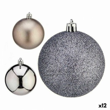 Krist+ Набор новогодних шаров Серебристый Пластик Ø 7 cm (12 штук)