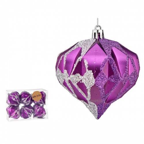 Krist+ Ziemassvētku bumbiņu komplekts Dimanta Violets Sudrabains Plastmasa 8 x 9 x 8 cm (12 gb.) image 2