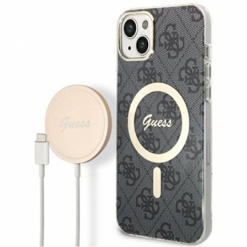 Zestaw Guess GUBPP14SH4EACSK Case+ Charger iPhone 14 6,1" czarny|black hard case 4G Print MagSafe