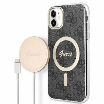 Zestaw Guess GUBPN61H4EACSK Case+Charger iPhone 11 6,1" czarny|black hard case 4G Print MagSafe