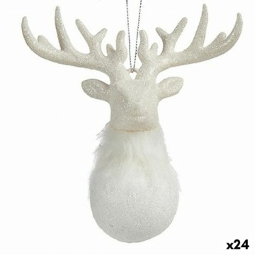 Krist+ Новогоднее украшение Северный олень Белый Пластик Пурпурин 14 x 15,5 x 7 cm (24 штук)
