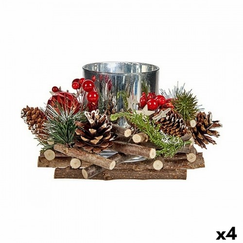 Krist+ Рождественский подсвечник Деревянный Красный Зеленый Серебристый Натуральный 20 x 11 x 20 cm (4 штук) image 1