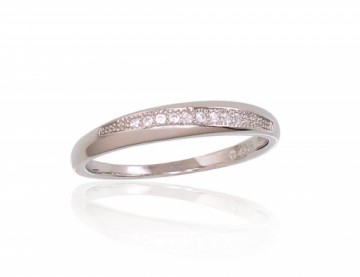 Серебряное кольцо #2101647(PRh-Gr)_CZ, Серебро 925°, родий (покрытие), Цирконы, Размер: 17.5, 1.8 гр.