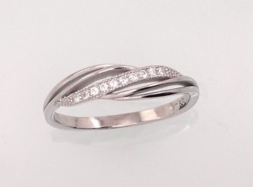 Серебряное кольцо #2101476(PRh-Gr)_CZ, Серебро 925°, родий (покрытие), Цирконы, Размер: 18, 1.7 гр.