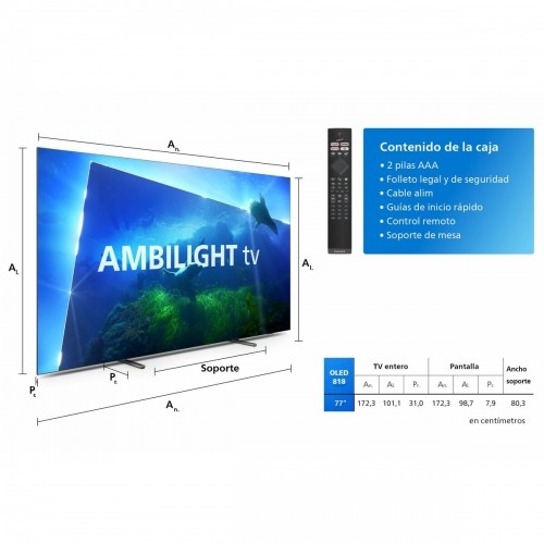 Смарт-ТВ Philips 77OLED818 4K Ultra HD 77" OLED AMD FreeSync image 3