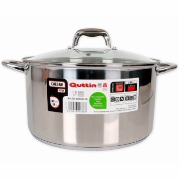 Katliņš ar stikla vāciņu Quttin Tērauds Nerūsējošais tērauds Ø 30 cm 1,5 L 8 L (Atjaunots B)