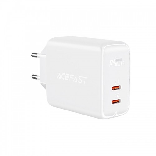 Acefast charger 2x USB Type C 40W, PPS, PD, QC 3.0, AFC, FCP white (A9 white) image 1