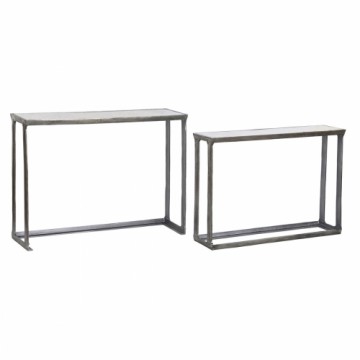Набор из двух столиков Home ESPRIT Белый Серебристый Алюминий Мрамор 107 x 30 x 81 cm
