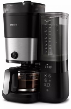 PHILIPS All-in-1 Brew Kafijas aparāts ar pilienu filtru un dzirnaviņām, melns un sudraba - HD7900/50