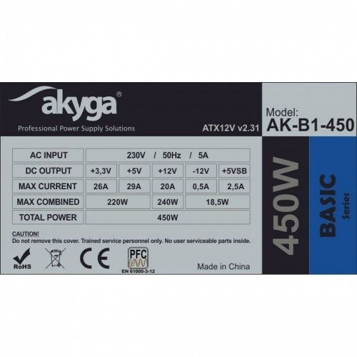 Strāvas padeve Akyga AK-B1-450 450 W RoHS CE FCC REACH ATX image 2