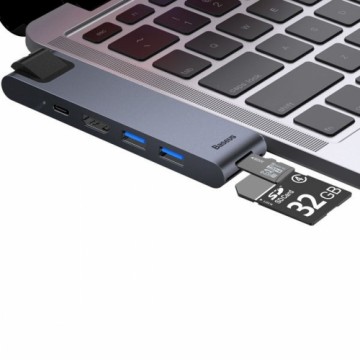 USB-разветвитель Baseus CAHUB-L0G Серый Чёрный/Серебристый