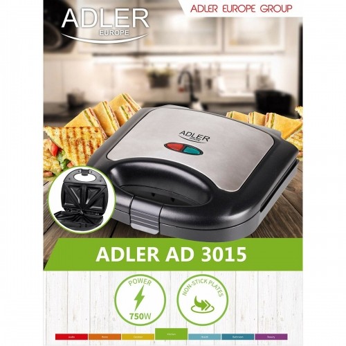Бутербродница Adler AD 3015 Чёрный Разноцветный Серебристый 750 W image 2