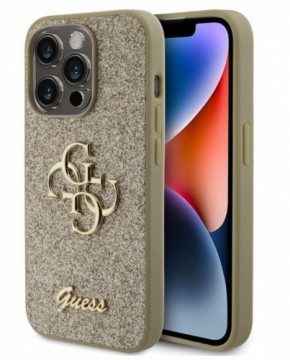 Guess  
       Apple  
       iPhone 15 Pro Fixed Glitter 4G Metal Logo Case 
     Gold