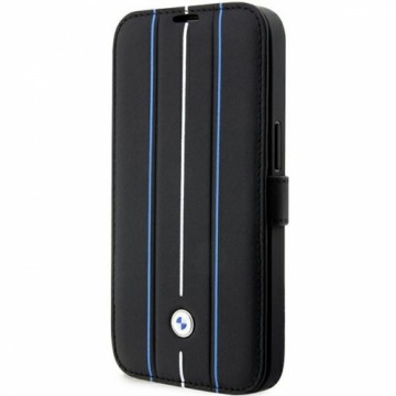 Etui BMW BMBKP14X22RVSK iPhone 14 Pro Max 6,7" czarny|black bookcase Leather Stamp Blue Lines