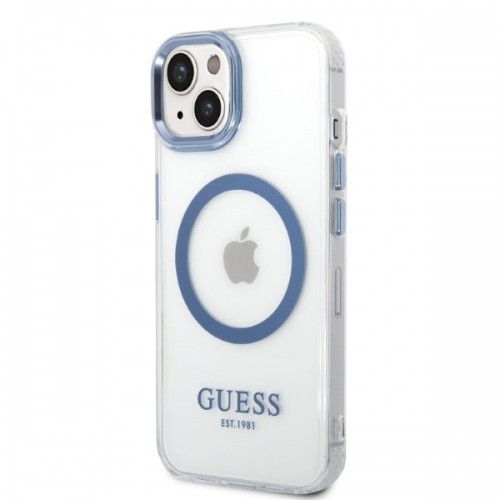 Guess GUHMP14MHTRMB iPhone 14 Plus 6,7" niebieski|blue hard case Metal Outline Magsafe image 2