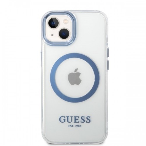 Guess GUHMP14MHTRMB iPhone 14 Plus 6,7" niebieski|blue hard case Metal Outline Magsafe image 3