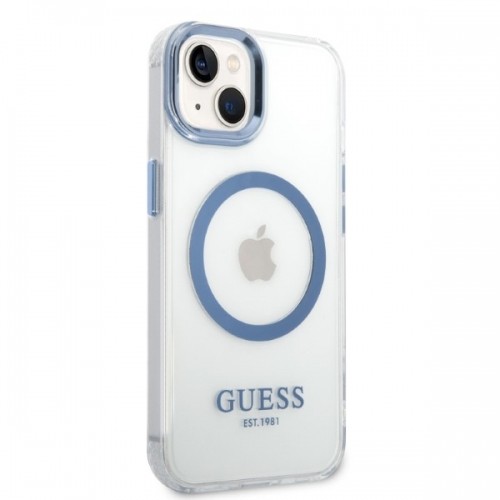 Guess GUHMP14MHTRMB iPhone 14 Plus 6,7" niebieski|blue hard case Metal Outline Magsafe image 4