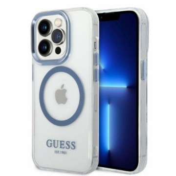 Guess GUHMP14LHTRMB iPhone 14 Pro 6,1" niebieski|blue hard case Metal Outline Magsafe