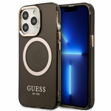 Guess GUHMP13LHTCMK iPhone 13 Pro | 13 6,1" czarny|black hard case Gold Outline Translucent MagSafe
