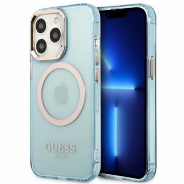Guess GUHMP13LHTCMB iPhone 13 Pro | 13 6,1" niebieski|blue hard case Gold Outline Translucent MagSafe