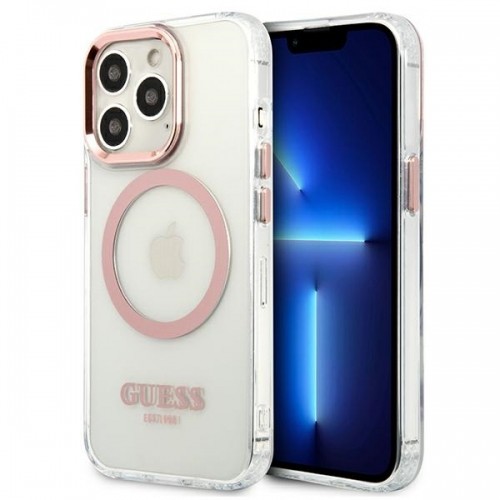 Guess Transparent MagSafe Compatible Case for iPhone 13 Pro Pink image 1