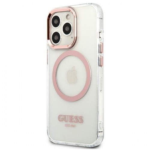 Guess Transparent MagSafe Compatible Case for iPhone 13 Pro Pink image 2