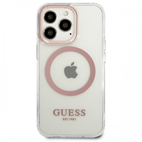 Guess Transparent MagSafe Compatible Case for iPhone 13 Pro Pink image 3