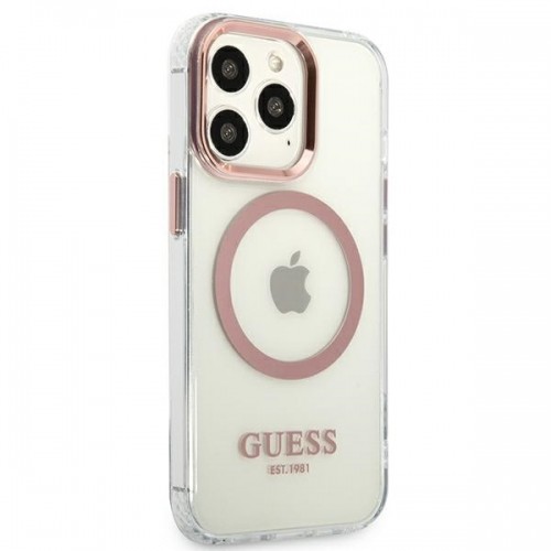 Guess Transparent MagSafe Compatible Case for iPhone 13 Pro Pink image 4