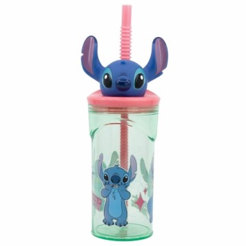 Glāzi ar Salmiņu Stitch Flowers 3D 360 ml