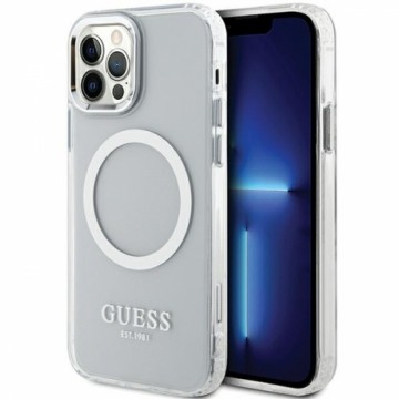 Guess GUHMP12MHTRMS iPhone 12|12 Pro 6.1" srebrny|silver hard case Metal Outline Magsafe