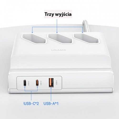 USAMS Listwa zasilająca 65W Super Si Fast Charging USB Extension Socket EU biały|white CC160TC01 (US-CC160) image 4