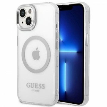 Guess GUHMP14SHTRMS iPhone 14 6,1" srebrny|silver hard case Metal Outline Magsafe