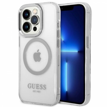 Guess GUHMP14LHTRMS iPhone 14 Pro 6,1" srebrny|silver hard case Metal Outline Magsafe