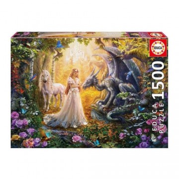 Puzle un domino komplekts Dragón Princesa Unicornio Educa 17696 1500 Daudzums 85 x 60 cm