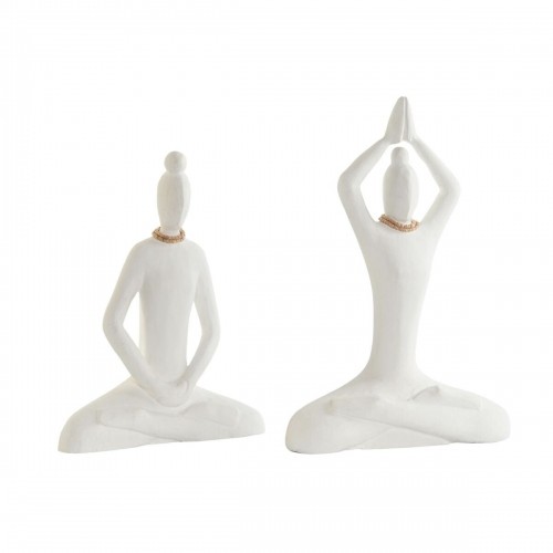 Dekoratīvās figūriņas DKD Home Decor Balts Dabisks Austrumniecisks Yoga 25 x 8 x 36 cm (2 gb.) image 1
