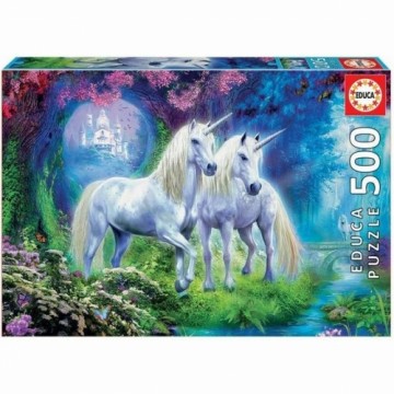Puzle un domino komplekts Educa Unicorns In The Forest 500 Daudzums 34 x 48 cm
