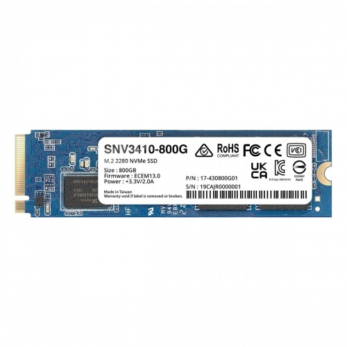 Synology SNV3410 SSD 800GB M.2 2280 PCIe 3.0 x4 NVMe Internes Enterprise Solid-State-Modul für Synology-Systeme image 1