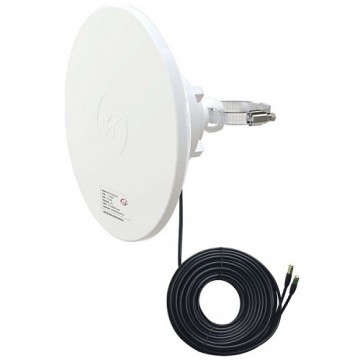 Hismart LTE / 5G / CBRS 2x2 MIMO Dish Antenna, 1.7-4.2GHz, 2x 12dBi, IP67