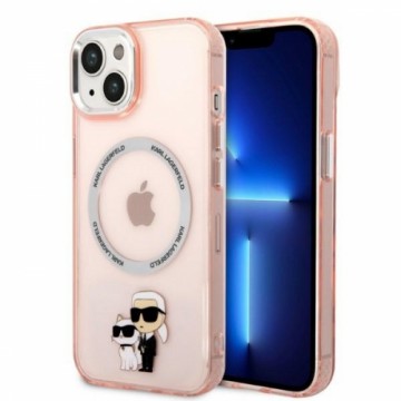 Karl Lagerfeld MagSafe Compatible Case IML Karl and Choupette NFT for iPhone 14 Pink