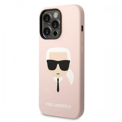 Karl Lagerfeld MagSafe Compatible Case Liquid Silicone Karl Head for iPhone 14 Pro Pink image 2
