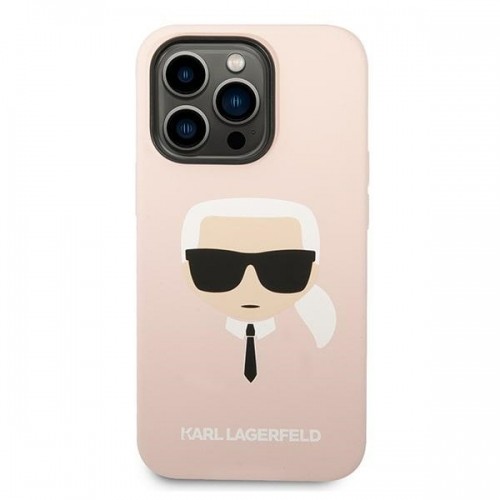 Karl Lagerfeld MagSafe Compatible Case Liquid Silicone Karl Head for iPhone 14 Pro Pink image 3