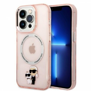 Karl Lagerfeld MagSafe Compatible Case IML Karl and Choupette NFT for iPhone 14 Pro Pink