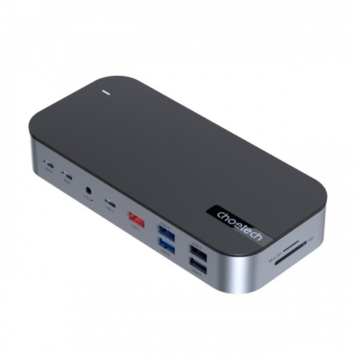 Choetech HUB Choetch M52 USB-C - USB-C PD|USB-C|USB-A|HDMI|VGA|DP|SD|TF|RJ45|AUX - gray image 1