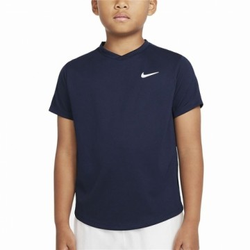 Krekls ar Īsām Piedurknēm Bērniem Nike Court Dri-FIT Victory Tumši Zils