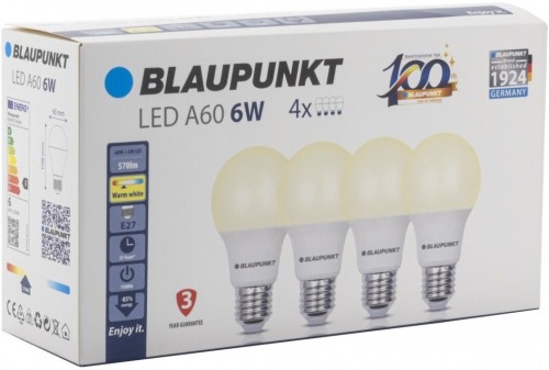 Blaupunkt LED lamp E27 6W 4pcs, warm white image 2